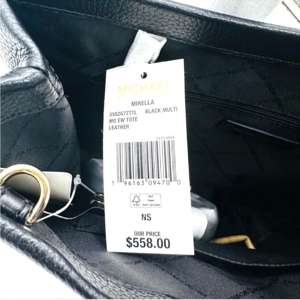 Michael Kors Medium Mirella Tote Bag Black Leather - Picture 12 of 12